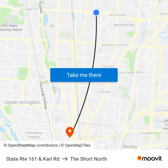State Rte 161 & Karl Rd to The Short North map