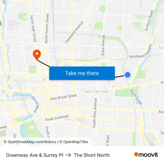 Greenway Ave & Surrey Pl to The Short North map