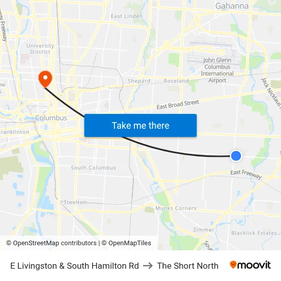E Livingston & South Hamilton Rd to The Short North map