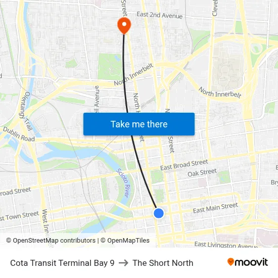 Cota Transit Terminal Bay 9 to The Short North map