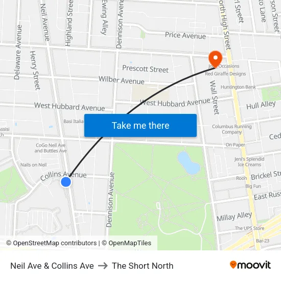 Neil Ave & Collins Ave to The Short North map
