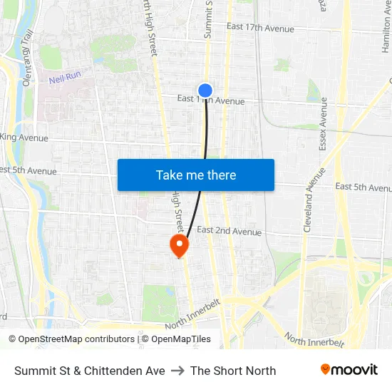 Summit St & Chittenden Ave to The Short North map