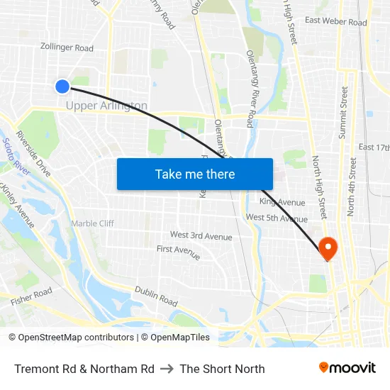 Tremont Rd & Northam Rd to The Short North map