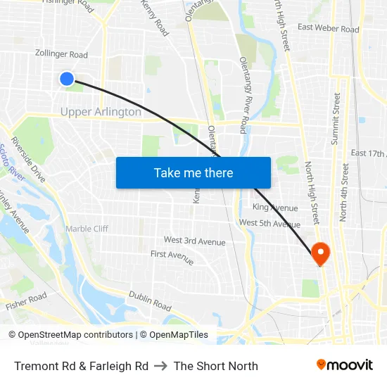 Tremont Rd & Farleigh Rd to The Short North map