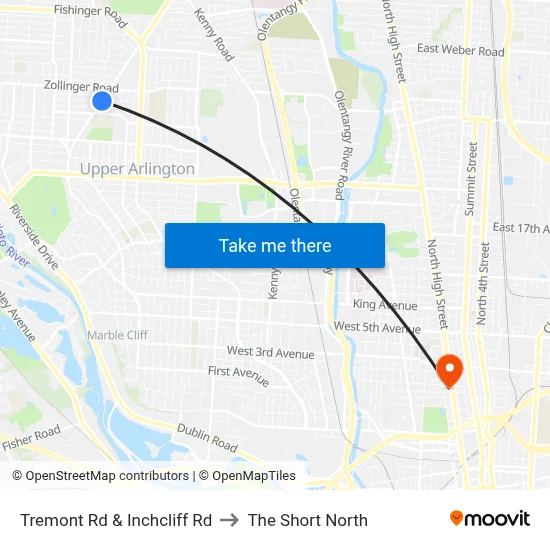 Tremont Rd & Inchcliff Rd to The Short North map