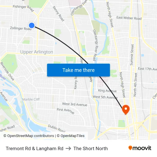 Tremont Rd & Langham Rd to The Short North map