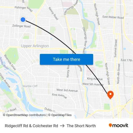 Ridgecliff Rd & Colchester Rd to The Short North map