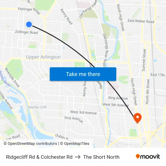 Ridgecliff Rd & Colchester Rd to The Short North map