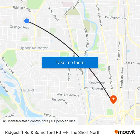 Ridgecliff Rd & Somerford Rd to The Short North map