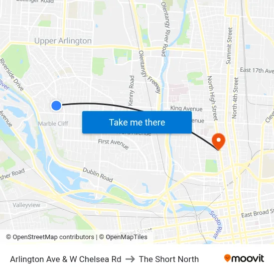Arlington Ave & W Chelsea Rd to The Short North map