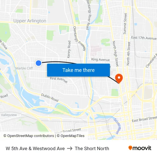 W 5th Ave & Westwood Ave to The Short North map