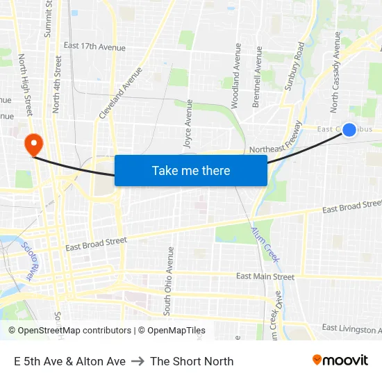 E 5th Ave & Alton Ave to The Short North map