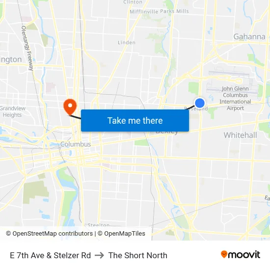 E 7th Ave & Stelzer Rd to The Short North map