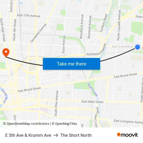 E 5th Ave & Krumm Ave to The Short North map