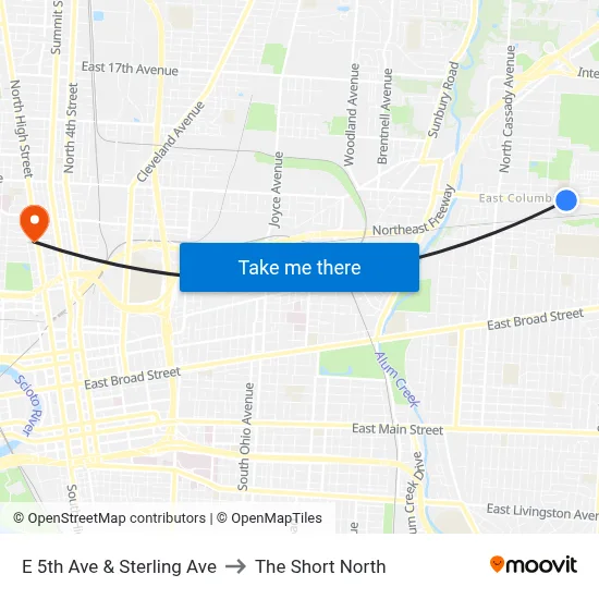E 5th Ave & Sterling Ave to The Short North map