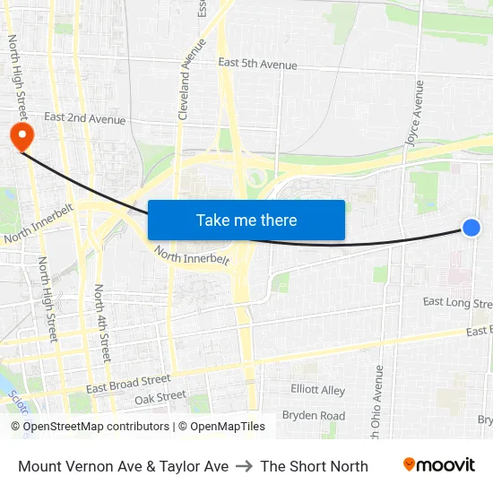 Mount Vernon Ave & Taylor Ave to The Short North map