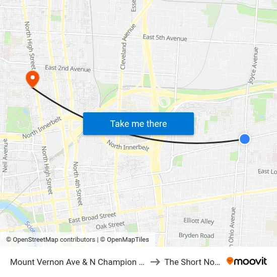 Mount Vernon Ave & N Champion Ave to The Short North map
