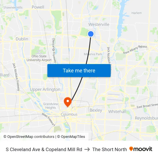S Cleveland Ave & Copeland Mill Rd to The Short North map