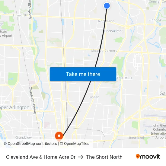 Cleveland Ave & Home Acre Dr to The Short North map