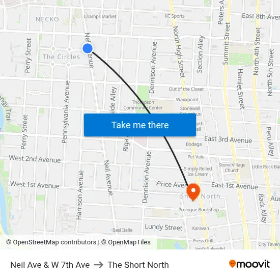 Neil Ave & W 7th Ave to The Short North map