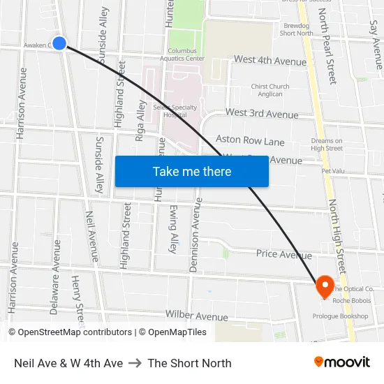 Neil Ave & W 4th Ave to The Short North map