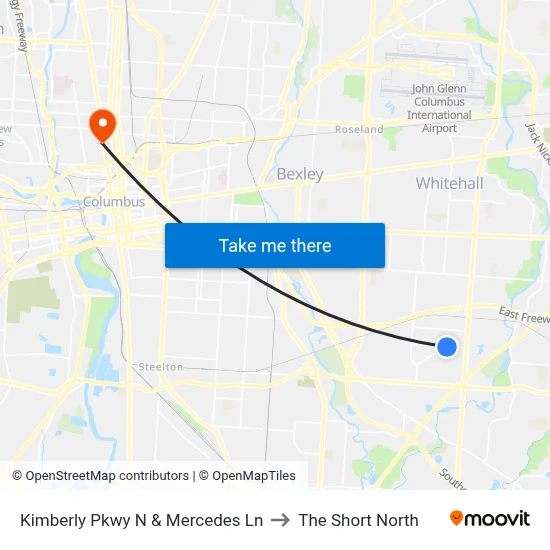 Kimberly Pkwy N & Mercedes Ln to The Short North map