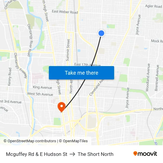 Mcguffey Rd & E Hudson St to The Short North map