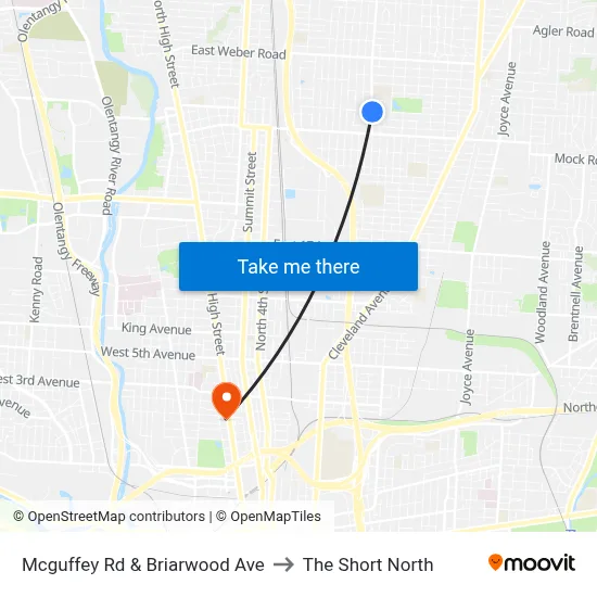 Mcguffey Rd & Briarwood Ave to The Short North map