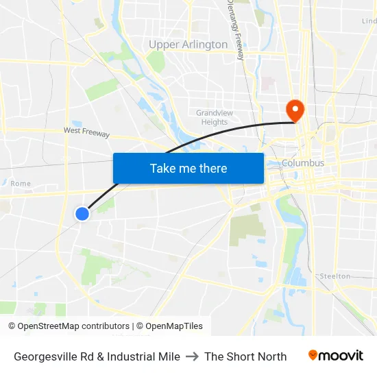 Georgesville Rd & Industrial Mile to The Short North map