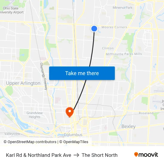 Karl Rd & Northland Park Ave to The Short North map