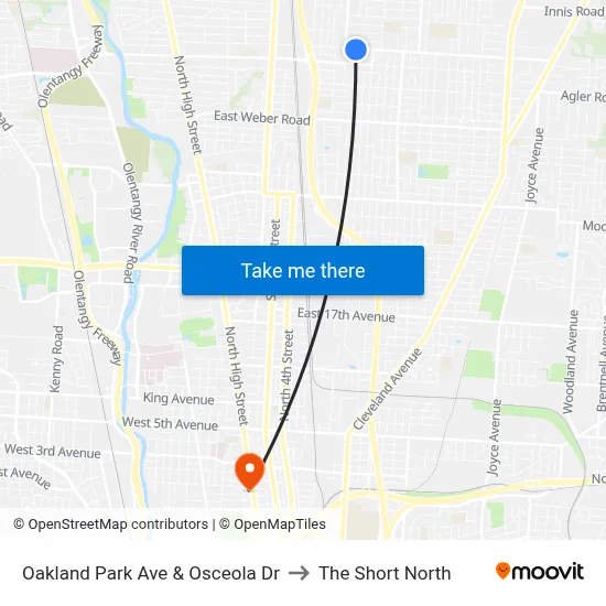 Oakland Park Ave & Osceola Dr to The Short North map