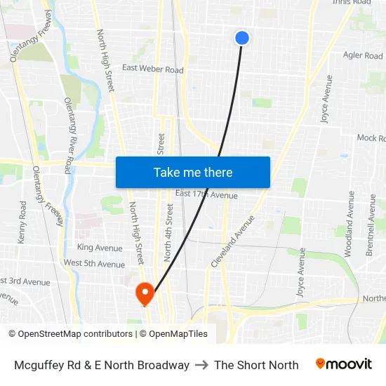 Mcguffey Rd & E North Broadway to The Short North map