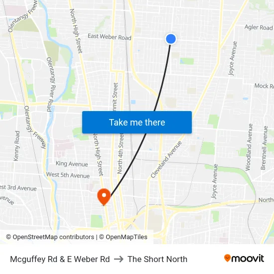 Mcguffey Rd & E Weber Rd to The Short North map