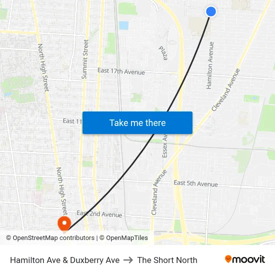Hamilton Ave & Duxberry Ave to The Short North map