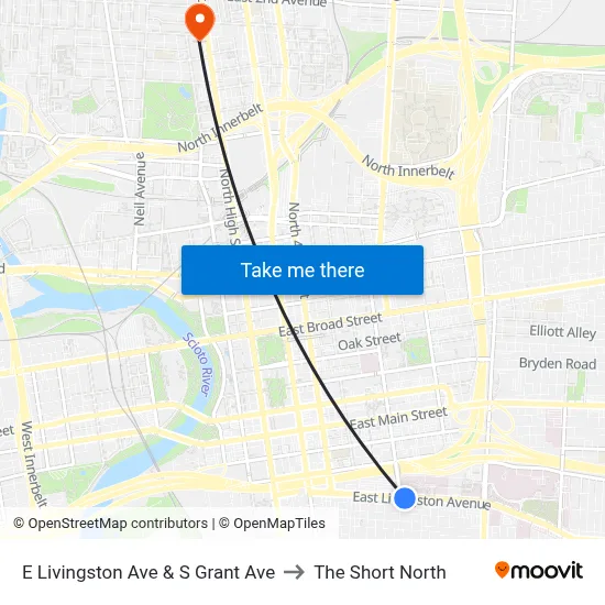 E Livingston Ave & S Grant Ave to The Short North map