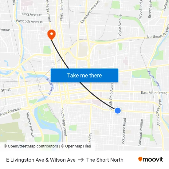 E Livingston Ave & Wilson Ave to The Short North map