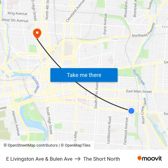 E Livingston Ave & Bulen Ave to The Short North map
