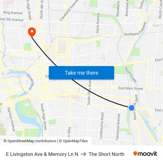 E Livingston Ave & Memory Ln N to The Short North map