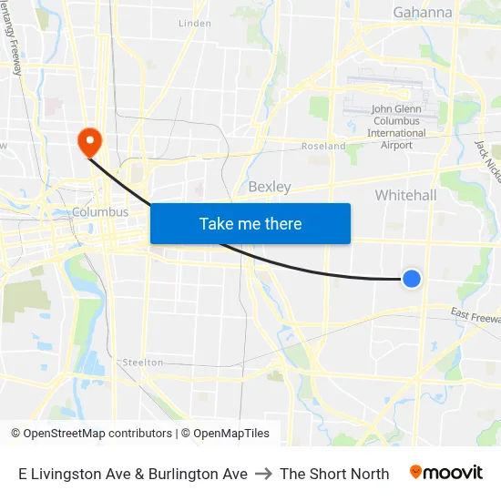 E Livingston Ave & Burlington Ave to The Short North map
