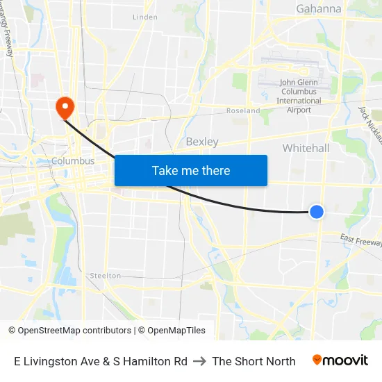 E Livingston Ave & S Hamilton Rd to The Short North map