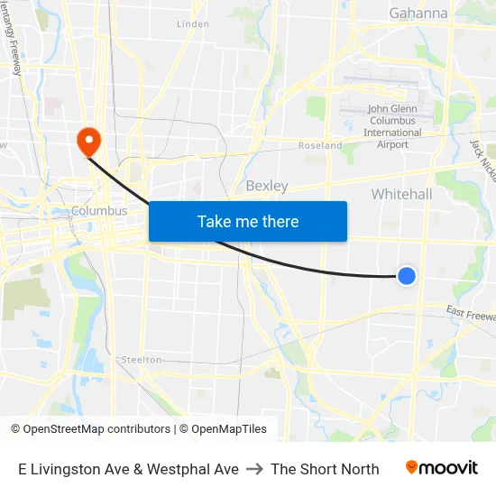 E Livingston Ave & Westphal Ave to The Short North map