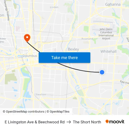 E Livingston Ave & Beechwood Rd to The Short North map