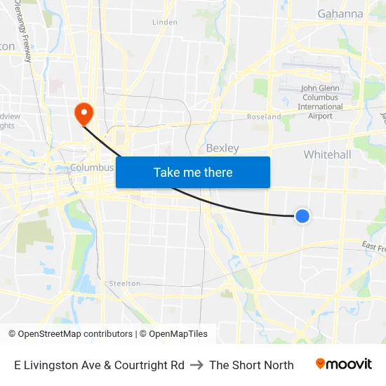 E Livingston Ave & Courtright Rd to The Short North map