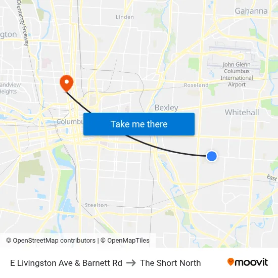 E Livingston Ave & Barnett Rd to The Short North map
