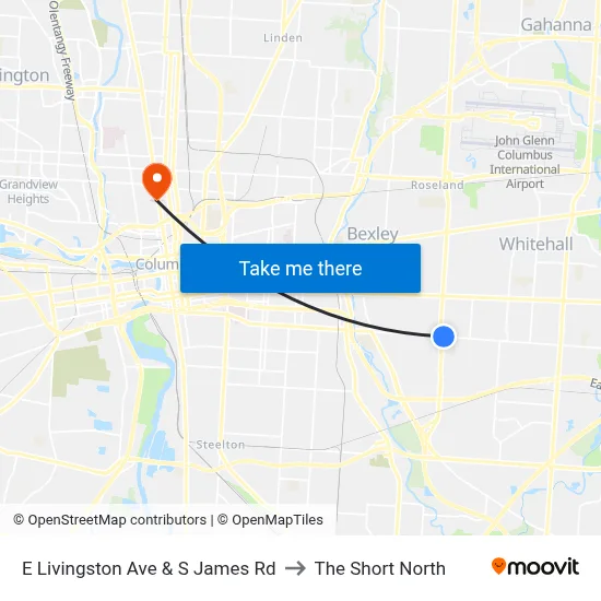E Livingston Ave & S James Rd to The Short North map