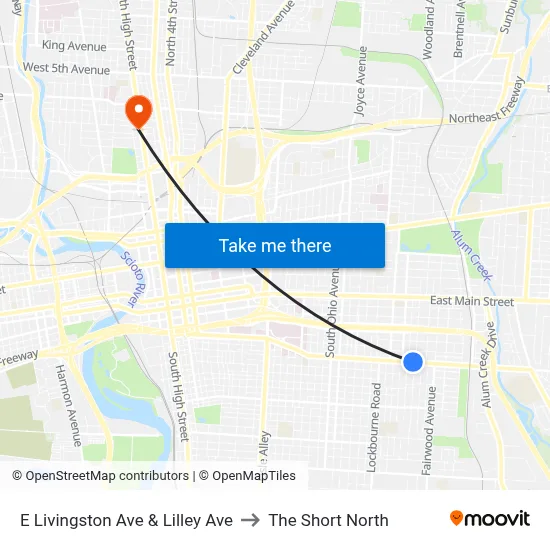 E Livingston Ave & Lilley Ave to The Short North map