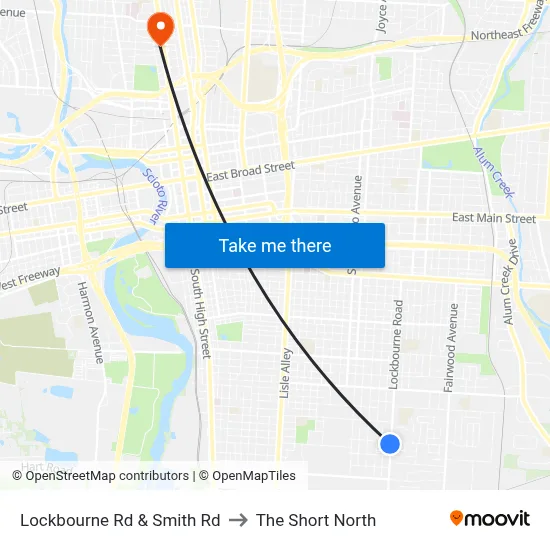 Lockbourne Rd & Smith Rd to The Short North map