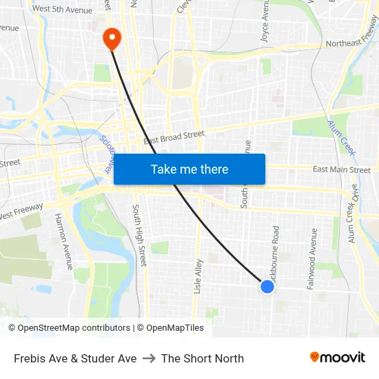 Frebis Ave & Studer Ave to The Short North map