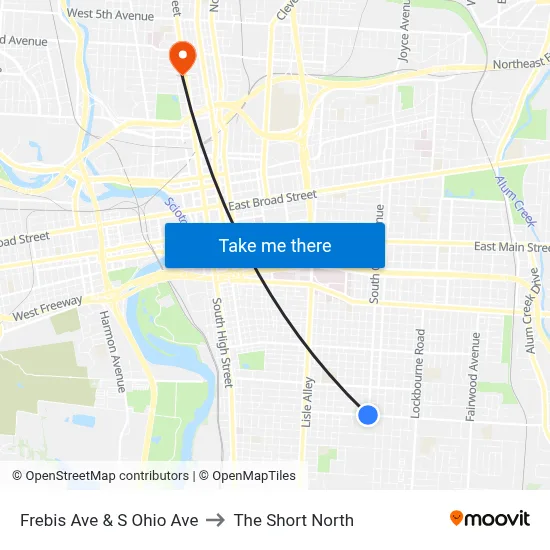 Frebis Ave & S Ohio Ave to The Short North map