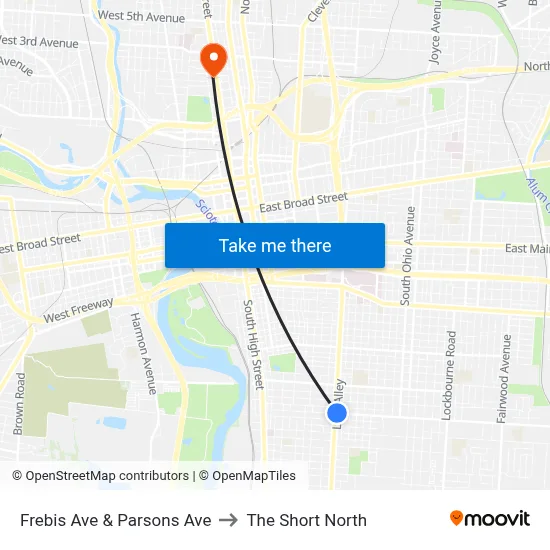 Frebis Ave & Parsons Ave to The Short North map